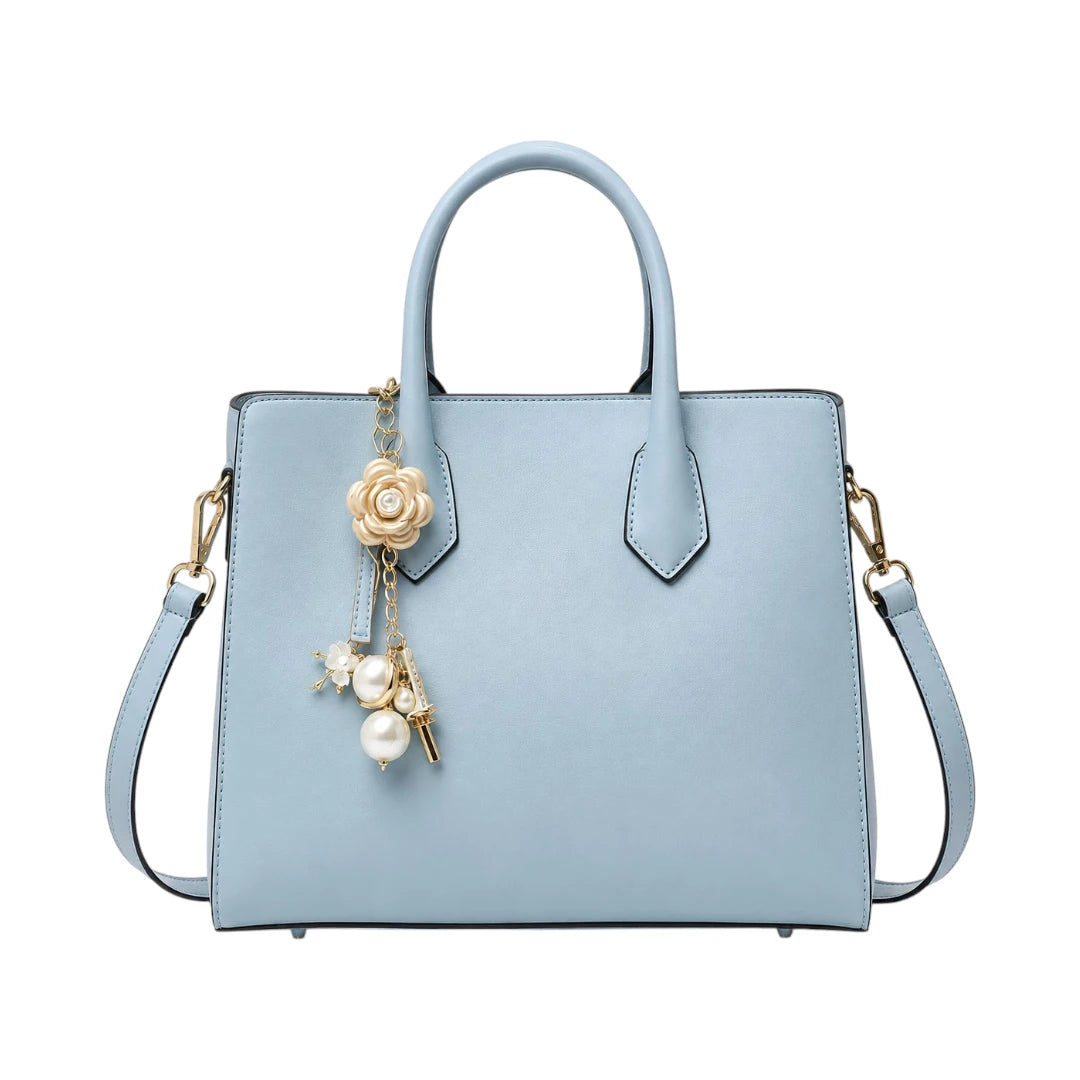 Misty's Bag Addiction Elegant Blue Leather Shoulder Bag for Women